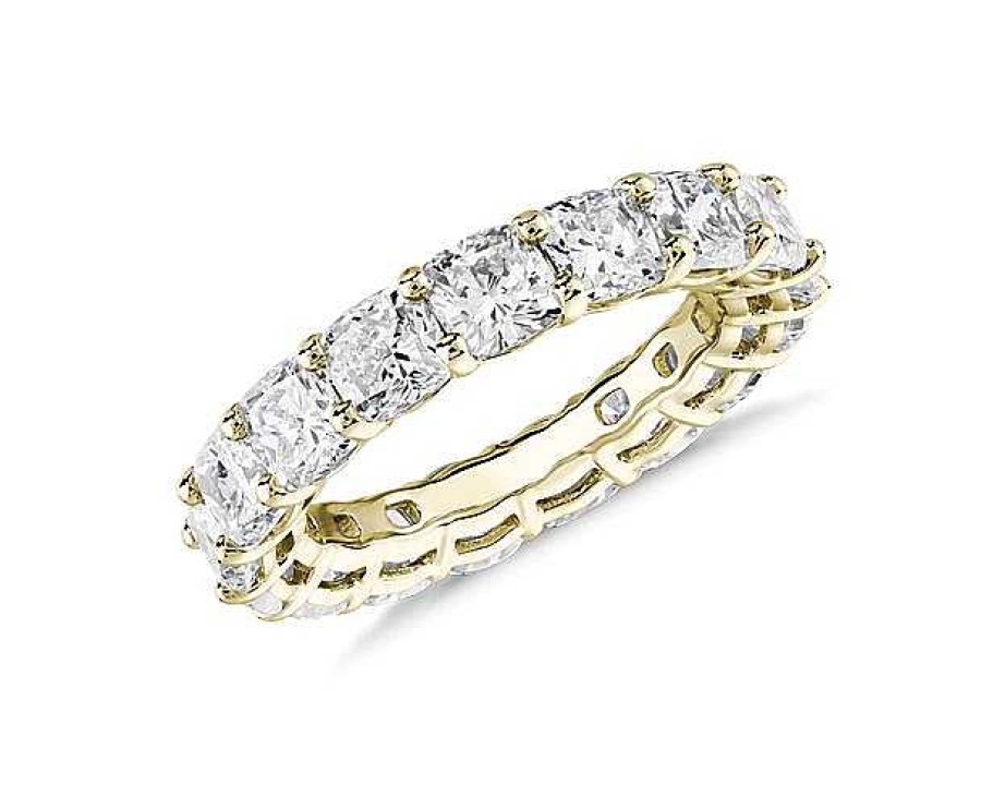 Women'S Rings | Blue Nile Cushion Cut Diamond Eternity Ring In 14K Yellow Gold (6 Ct. Tw.)