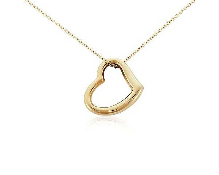 Necklaces | Blue Nile 18" Open Heart Pendant In 14K Yellow Gold