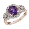 Rings | Blue Nile Oval Amethyst Ring With Diamonds In 14K Rose Gold