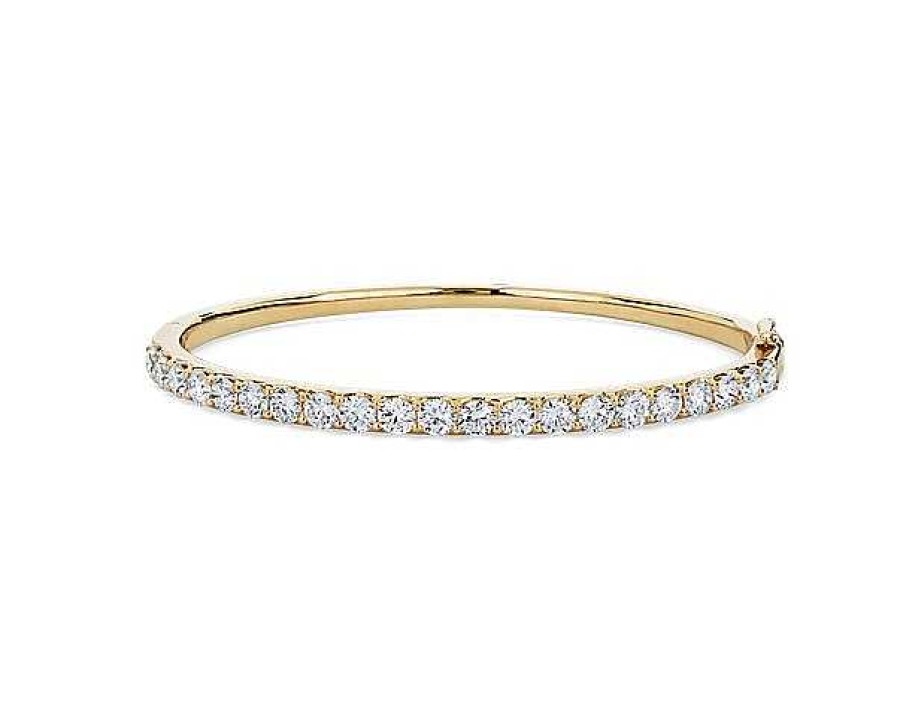 Bracelets | Blue Nile Lab Grown Diamond Pav Bangle Bracelet In 14K Yellow Gold (5 Ct. Tw.)