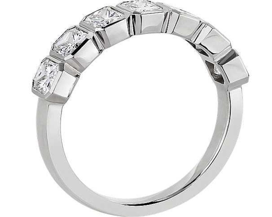 Women'S Rings | Blue Nile 7 Stone Radiant Bezel Diamond Anniversary Ring In 14K White Gold (1 5/8 Ct. Tw.)