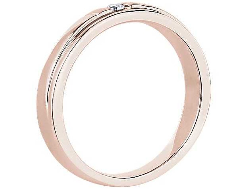 Men'S Rings | Blue Nile Diagonal Channel Set Round Solitaire Diamond Ring In 14K Rose Gold (.05 Ct. Tw.)