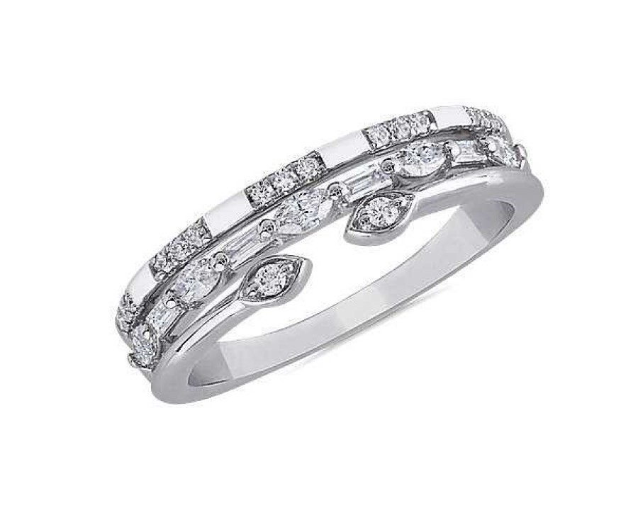 Rings | Blue Nile Three Row Marquise Diamond Stacking Ring In 14K White Gold (1/3 Ct. Tw.)