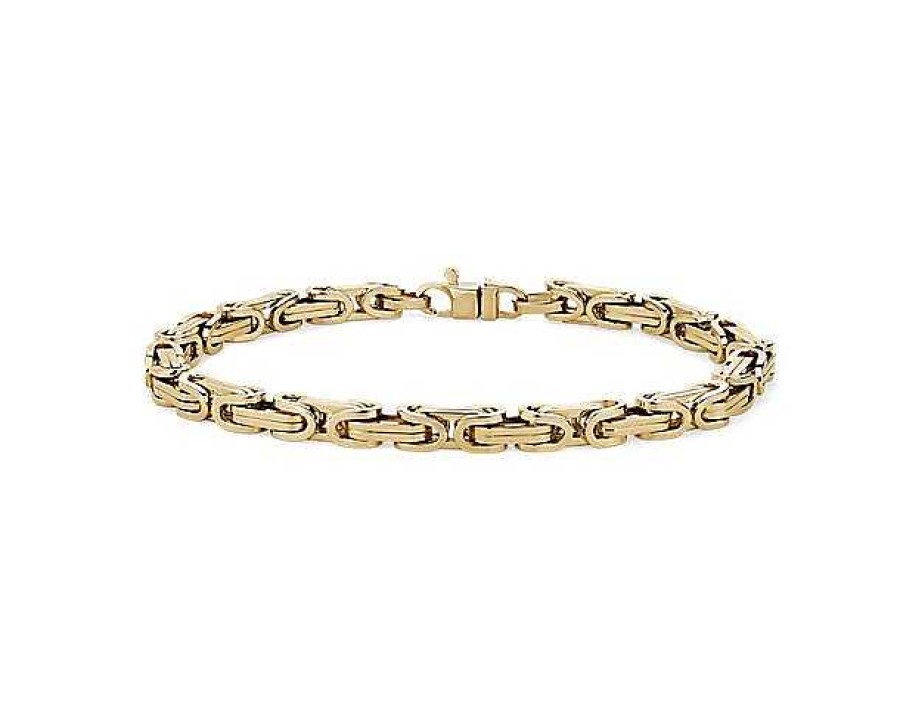 Bracelets | Blue Nile 8" Men'S Byzantine Chain Bracelet In 14K Yellow Gold (5 Mm)