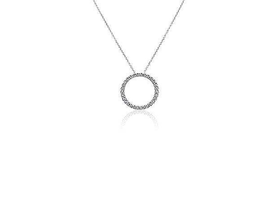 Necklaces | Blue Nile Riviera Pav Diamond Circle Necklace In 14K White Gold (3/4 Ct. Tw.)