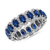 Rings | Blue Nile Oval Sapphire Halo Eternity Ring In 14K White Gold (5X3Mm)