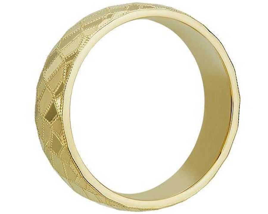 Men'S Rings | Blue Nile Mosaic Polished Wedding Ring In 18K Yellow Gold (6Mm)