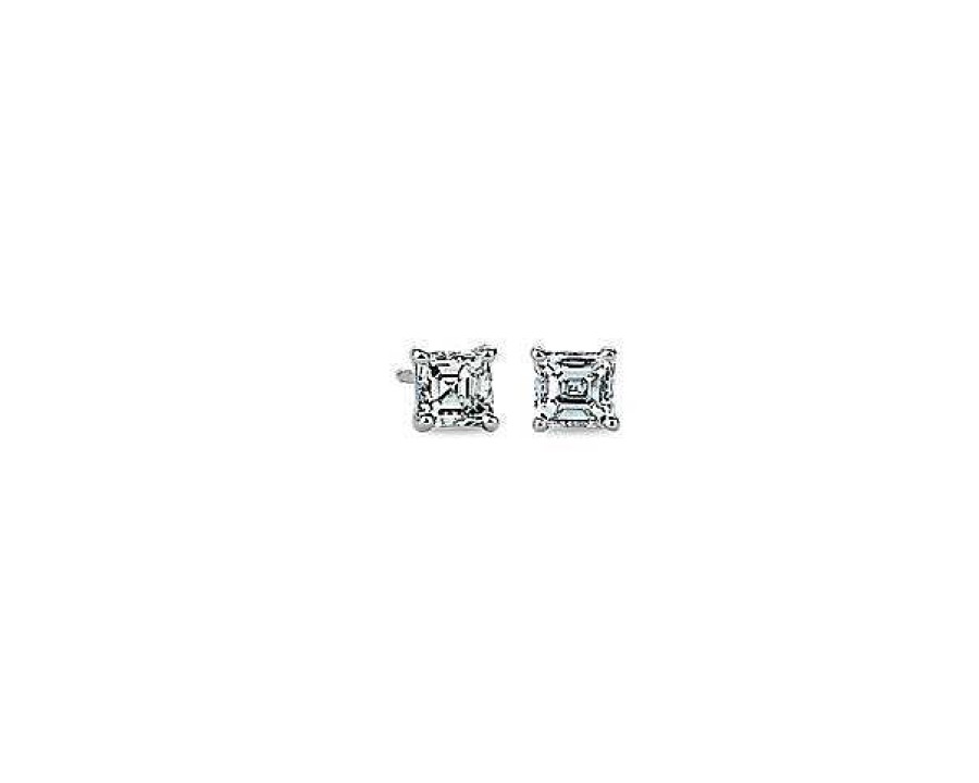 Earrings | Blue Nile Lab Grown Diamond Asscher Cut Stud Earrings In 14K White Gold (3/4 Ct. Tw.)