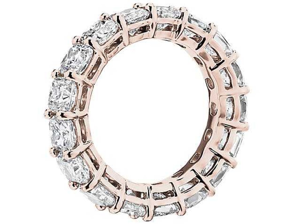 Women'S Rings | Blue Nile Cushion Cut Diamond Eternity Ring In 14K Rose Gold (6 Ct. Tw.)