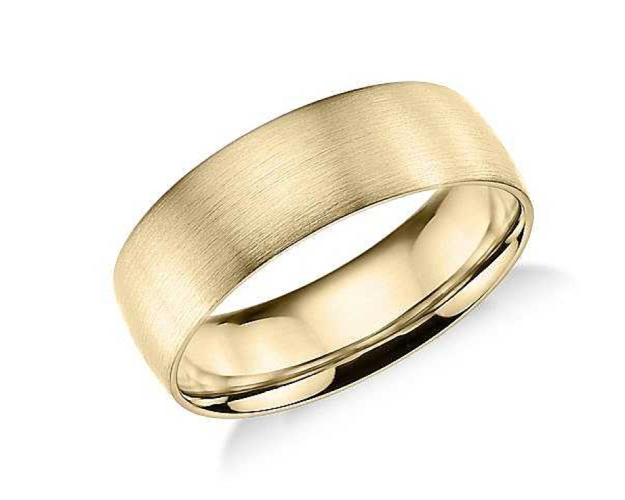 Men'S Rings | Blue Nile Matte Classic Wedding Ring In 14K Yellow Gold (7Mm)