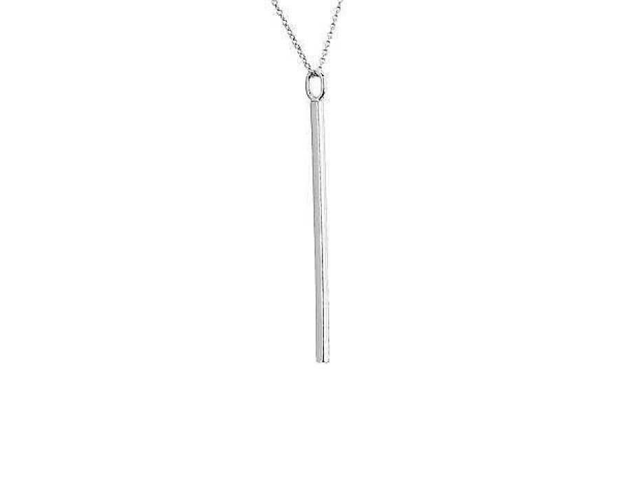 Necklaces | Blue Nile 30" Long Bar Pendant In Sterling Silver (1 Mm)