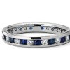 Women'S Rings | Blue Nile Channel Set Alternating Diamond And Blue Sapphire Eternity Ring In Platinum (1 Ct. Tw.)