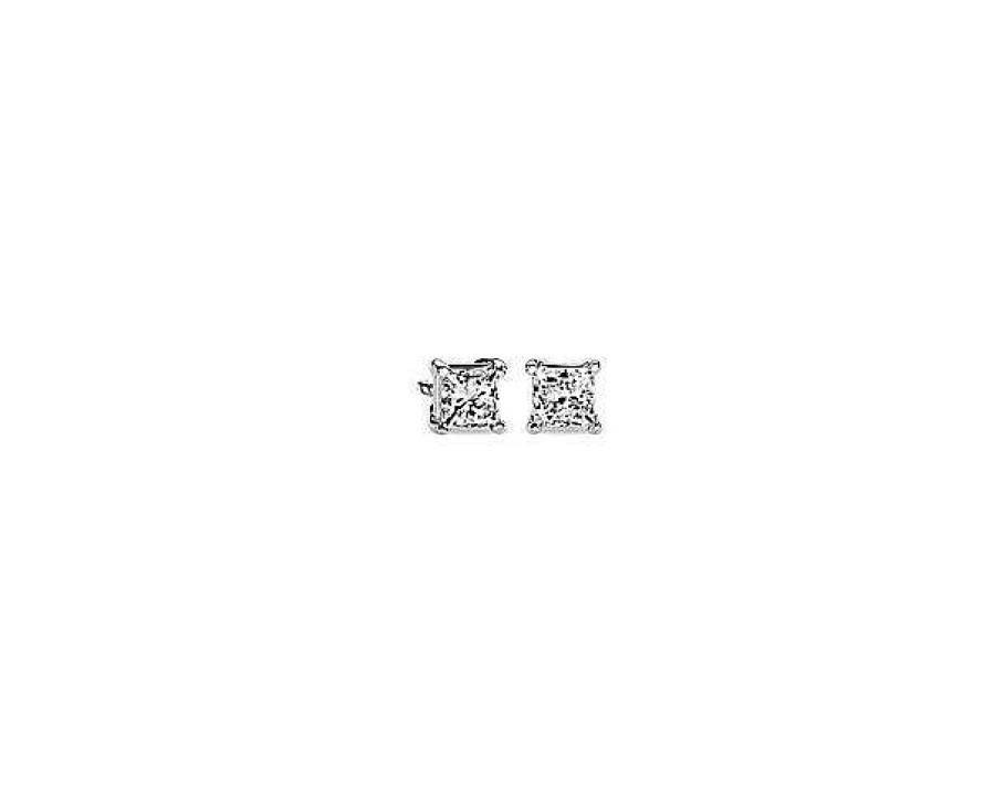 Earrings | Blue Nile Lab Grown Diamond Princess Cut Stud Earrings In 14K White Gold (1/2 Ct. Tw.)