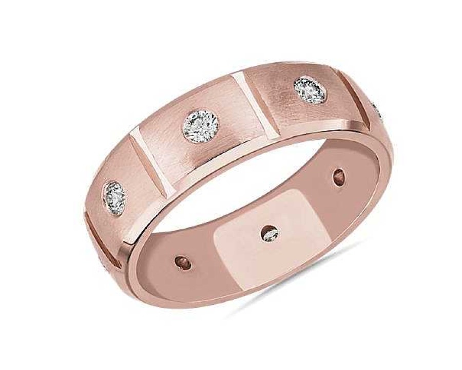 Men'S Rings | Blue Nile Bold Diamond Eternity Ring In 18K Rose Gold (7 Mm, 1/2 Ct. Tw.)