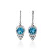 Earrings | Blue Nile Cushion Cut Swiss Blue Topaz And Diamond Drop Earrings In 14K White Gold