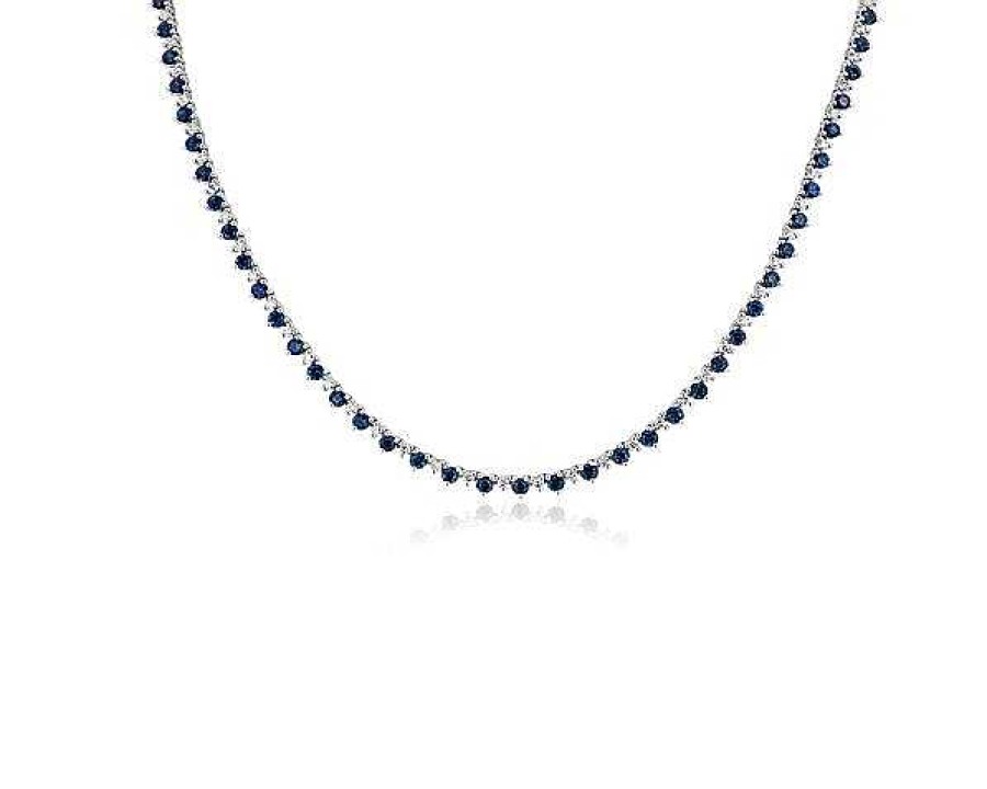 Necklaces | Blue Nile Sapphire And Diamond Alternating Size Eternity Necklace In 14K White Gold (2.5Mm)