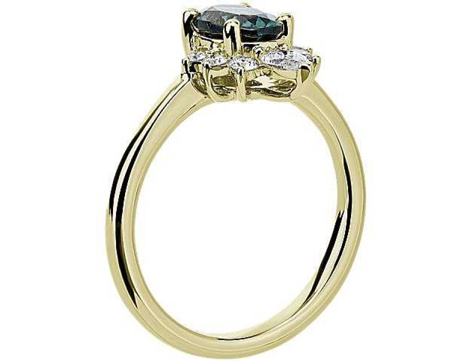 Rings | Blue Nile Asymmetrical Montana Blue Sapphire Ring In 14K Yellow Gold (5X7Mm)