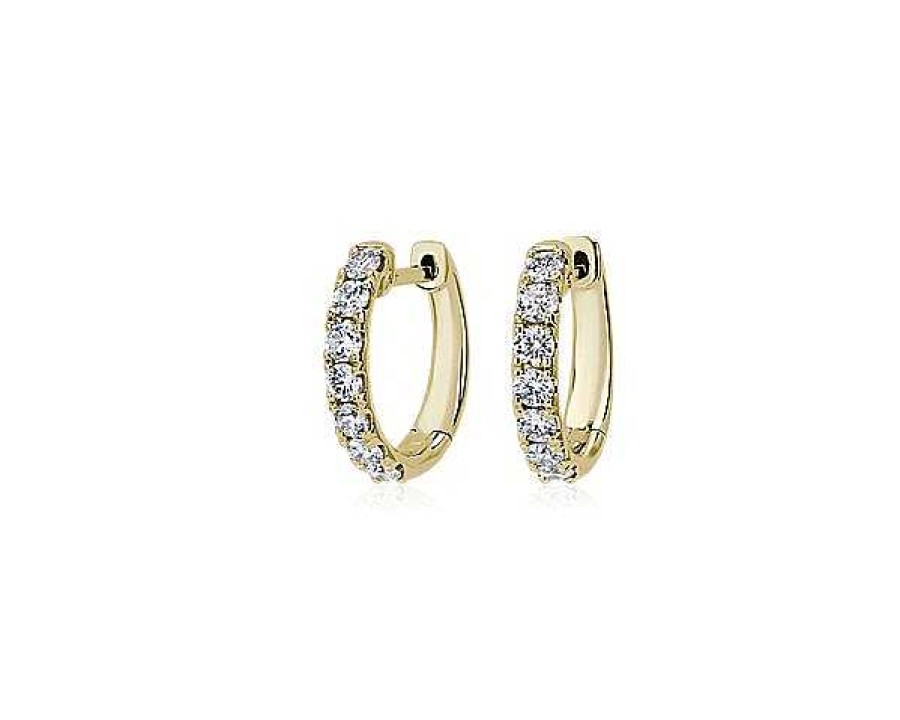 Earrings | Blue Nile Riviera Diamond Front Facing Hoop Earrings 14K Yellow Gold (3/4 Ct.Tw)