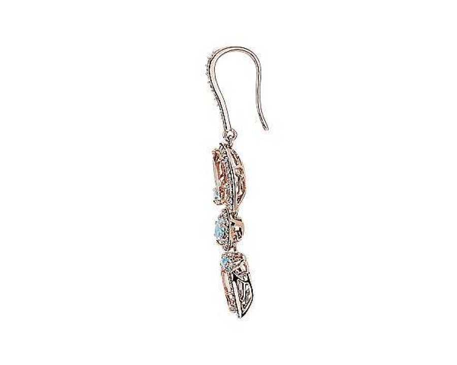 Earrings | Blue Nile Morganite And Aquamarine Diamond Drop Earrings In 14K Rose Gold