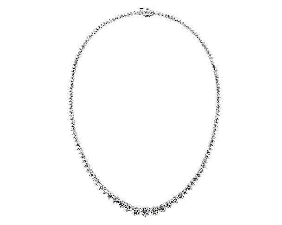 Necklaces | Blue Nile Lab Grown Diamond Graduating Diamond Tennis Necklace In 14K White Gold (7 Ct. Tw.)