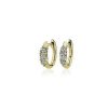 Earrings | Blue Nile Three Stone Diamond Huggie Hoop Earrings In 14K Yellow Gold (1/4 Ct. Tw.)