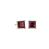 Earrings | Blue Nile Princess Cut Rhodolite Garnet Studs In 14K Yellow Gold