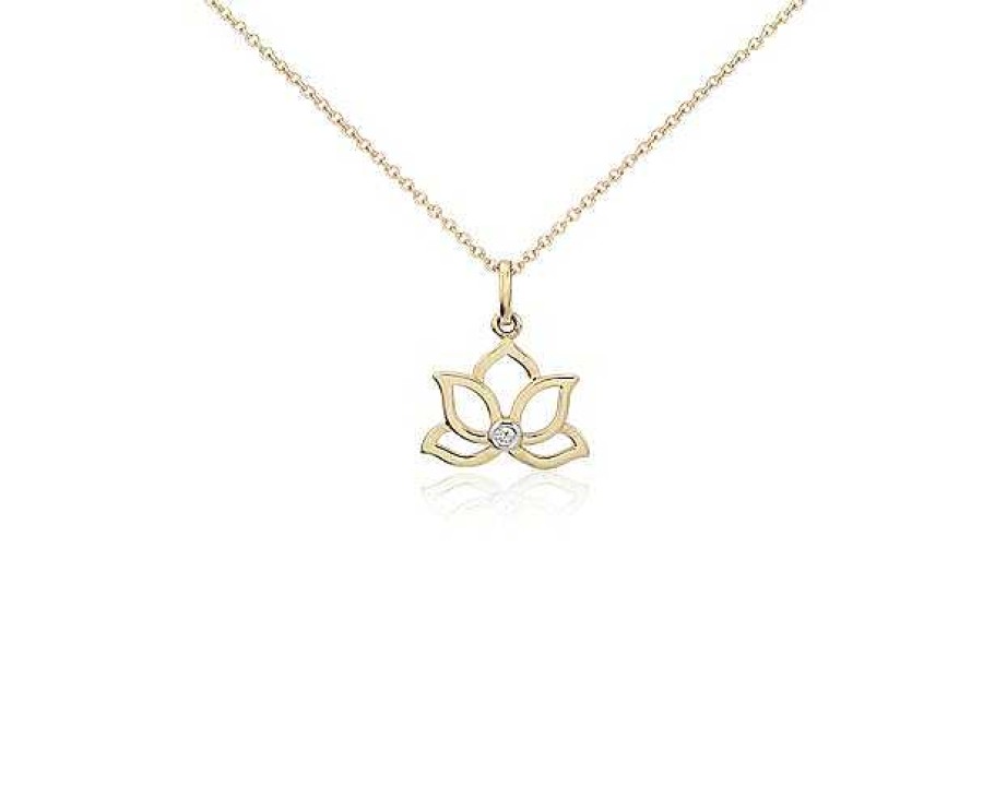 Necklaces | Blue Nile Mini Lotus Diamond Pendant In 14K Yellow Gold