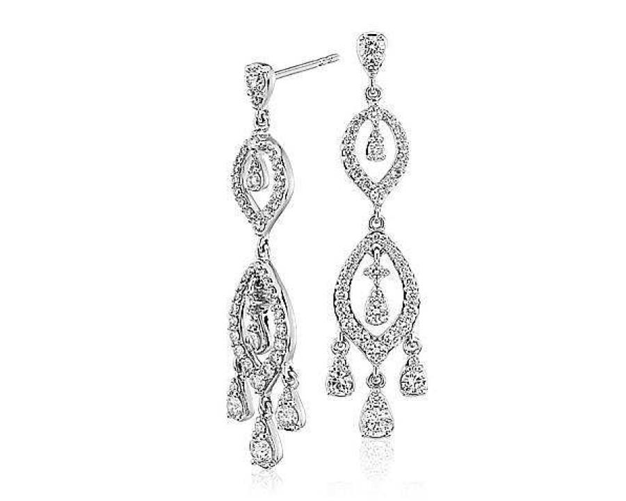 Earrings | Blue Nile Diamond Chandelier Drop Earrings In 14K White Gold (1 3/8 Ct. Tw.)