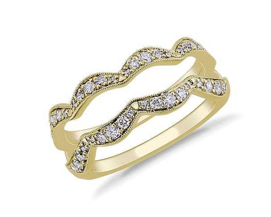 Women'S Rings | Blue Nile Scalloped Milgrain Diamond Ring Insert In 18K Yellow Gold (3/8 Ct. Tw.)