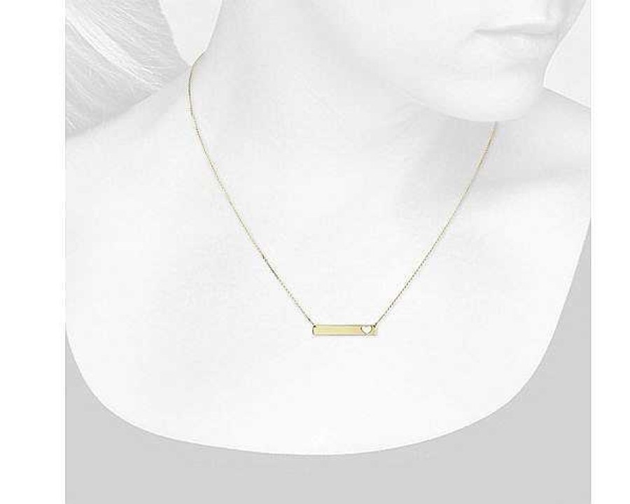 Necklaces | Blue Nile 18" Mini Bar Heart Necklace In 14K Yellow Gold (0.8 Mm)