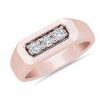 Men'S Rings | Blue Nile Men'S Trio Diamond Band In 14K Rose Gold (3.8 Mm, 1/2 Ct. Tw.)