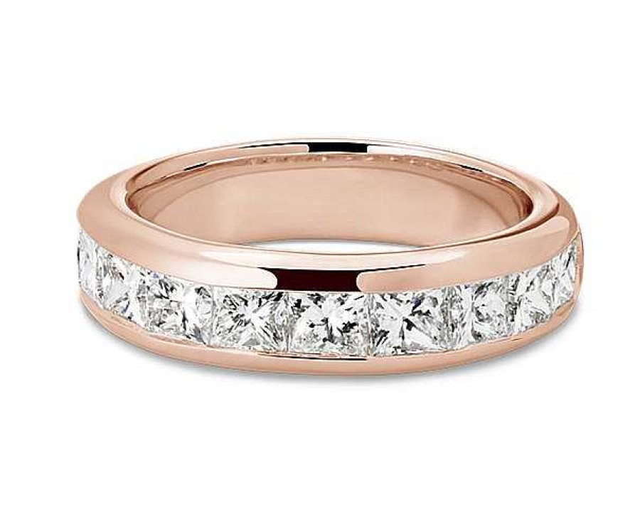 Women'S Rings | Blue Nile Channel Set Princess-Cut Diamond Ring In 18K Rose Gold (2 Ct. Tw.)