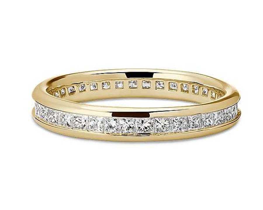 Women'S Rings | Blue Nile Channel Set Princess-Cut Diamond Eternity Ring In 18K Yellow Gold (1 Ct. Tw.)