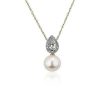 Necklaces | Blue Nile Freshwater Pearl And White Sapphire Pendant In 14K Yellow Gold