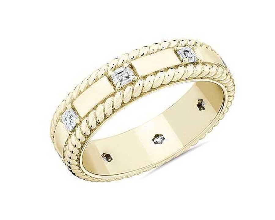 Men'S Rings | Blue Nile Bella Vaughan Grandeur Asscher Diamond Wedding Ring In 18K Yellow Gold (6 Mm, 3/8 Ct. Tw.)