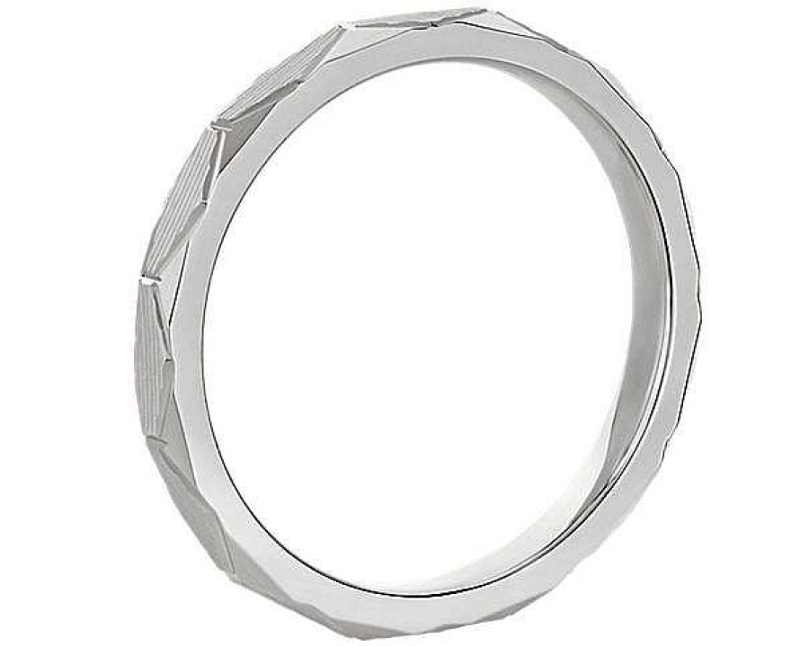 Women'S Rings | Blue Nile Stackable Raised Hexagon Lined Ring In Platinum (2Mm)