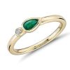 Rings | Blue Nile Bezel-Set Pear-Shaped Emerald And Diamond Stacking Ring In 14K Yellow Gold (3X5Mm)