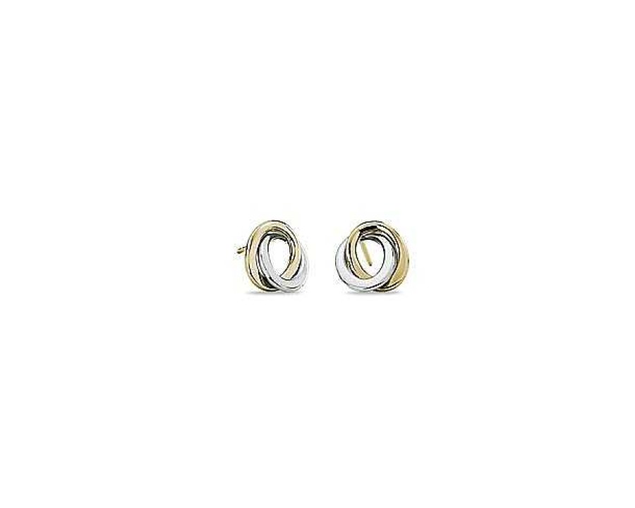 Earrings | Blue Nile Two-Tone Love Knot Rope Earrings In 14K Italian White And Yellow Gold