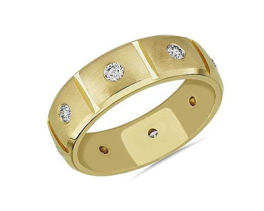 Men'S Rings | Blue Nile Bold Diamond Eternity Ring In 18K Yellow Gold (7 Mm, 1/2 Ct. Tw.)