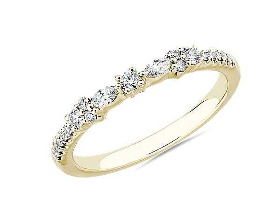 Women'S Rings | Blue Nile Marquise And Round Bow Diamond Ring In 14K Yellow Gold (1/5 Ct. Tw.)