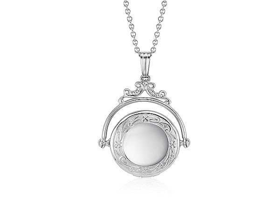 Necklaces | Blue Nile 18" Victorian Spinning Locket In Sterling Silver (1.5 Mm)