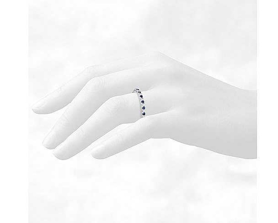 Women'S Rings | Blue Nile Riviera Pav Sapphire And Diamond Ring In 14K White Gold (1.5Mm)