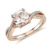 Rings | Blue Nile Morganite And Diamond Infinity Twist Ring In 14K Rose Gold (7Mm)