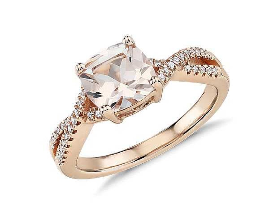 Rings | Blue Nile Morganite And Diamond Infinity Twist Ring In 14K Rose Gold (7Mm)