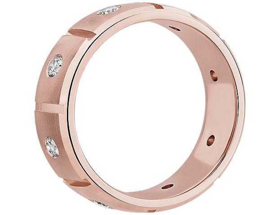 Men'S Rings | Blue Nile Bold Diamond Eternity Ring In 14K Rose Gold (7 Mm, 1/2 Ct. Tw.)