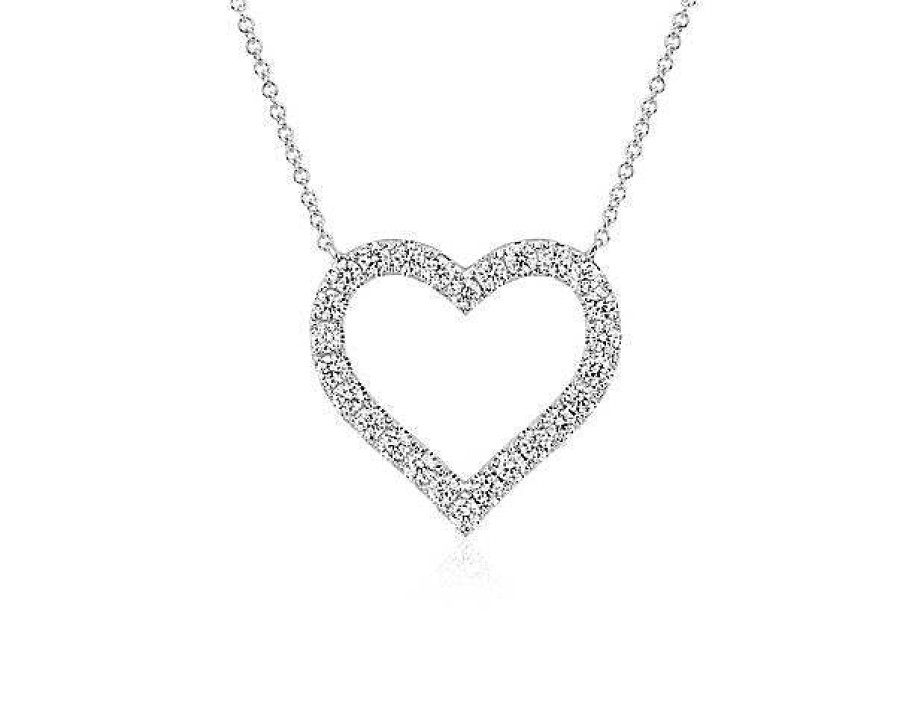 Necklaces | Blue Nile Diamond Heart Necklace In 14K White Gold (1 Ct. Tw.)