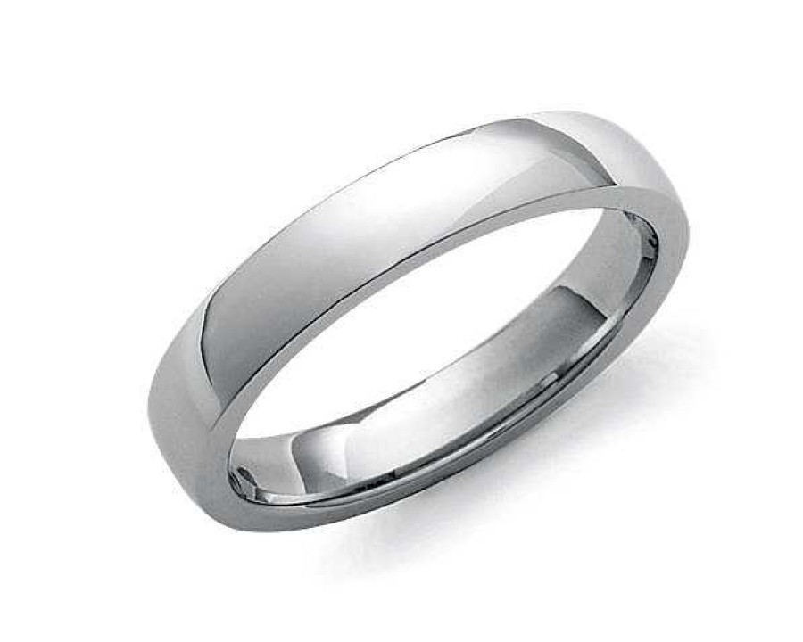 Men'S Rings | Blue Nile Low Dome Comfort Fit Wedding Ring In 14K White Gold (4Mm)