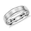 Men'S Rings | Blue Nile Brushed Inlay Wedding Ring In Platinum (6Mm)