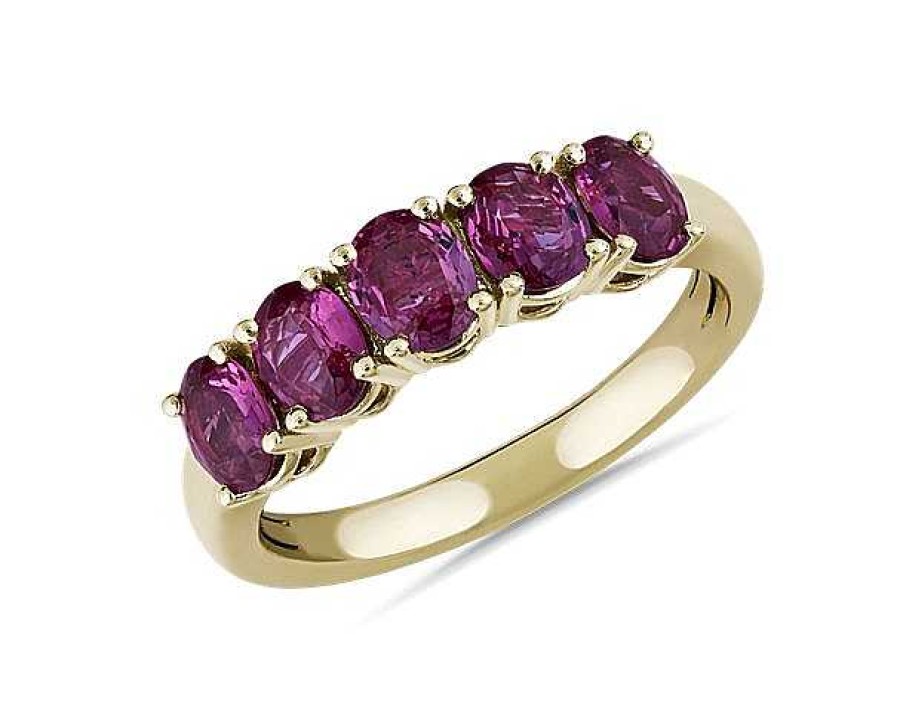 Rings | Blue Nile 5-Stone Oval Ruby Ring In 14K Yellow Gold (5X4Mm)