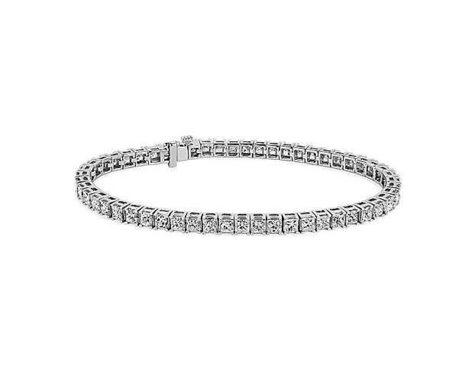 Bracelets | Blue Nile Princess Diamond Tennis Bracelet In 14K White Gold (10 Ct. Tw.)